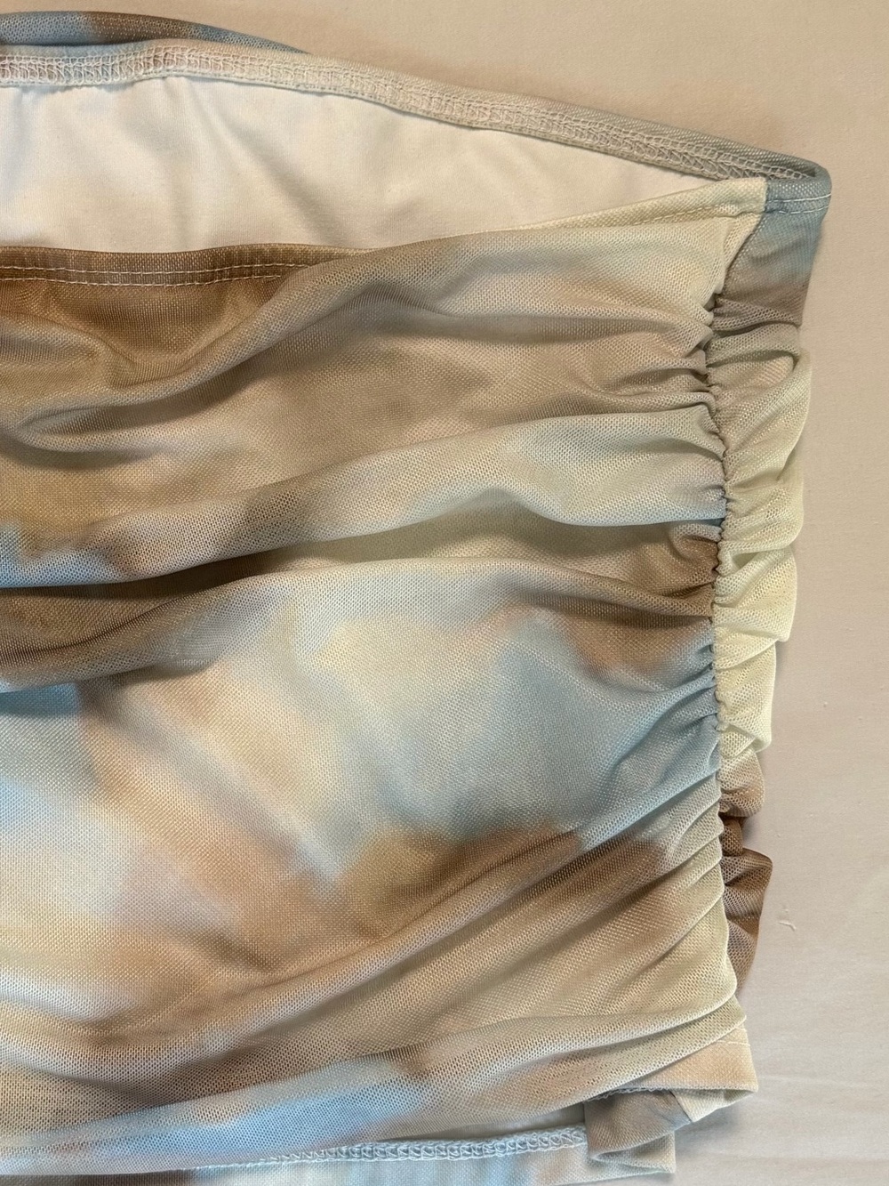 🤍 Abstract Ruched Mesh Strapless Tube Top | Size Small - Picture 4 of 8